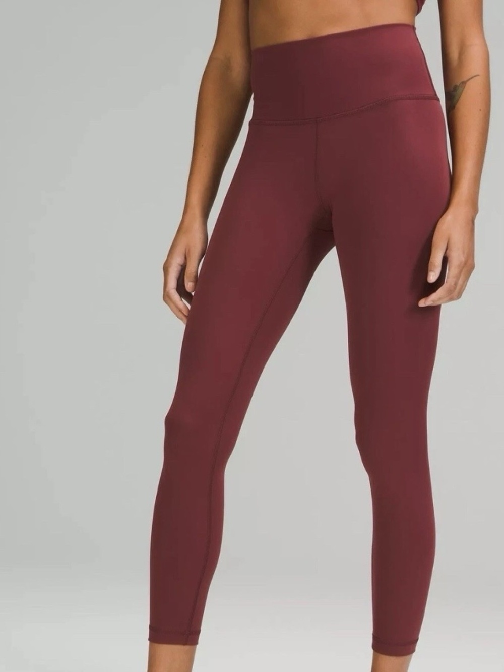 Lululemon Women Size 4 Wunder Train High Rise Tight 28 Burgundy Maroon Leggings